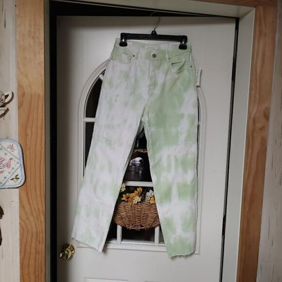 New Pacsun Lime Tie Dye High Rise Straight Jeans Women's Size 26 - Picture 1 of 4